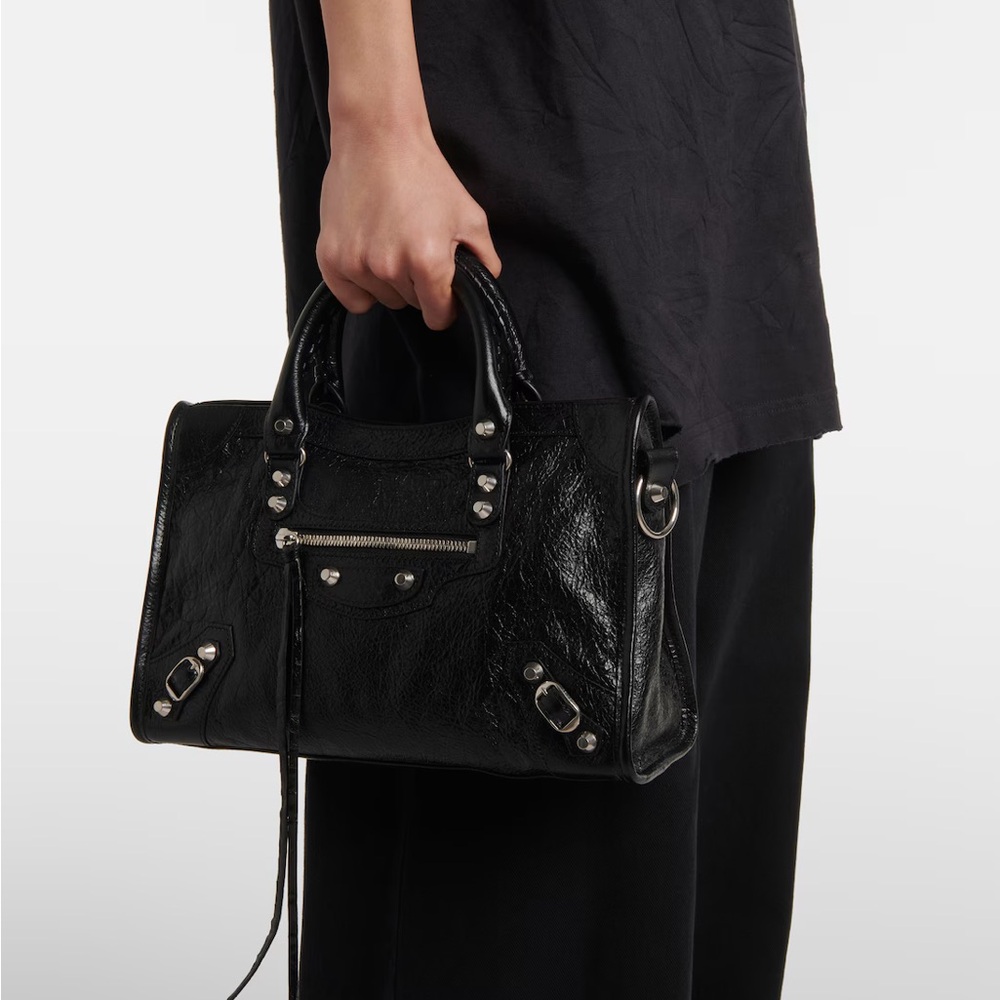 Balenciaga Le City S Black Bag with Silver Edgy Details